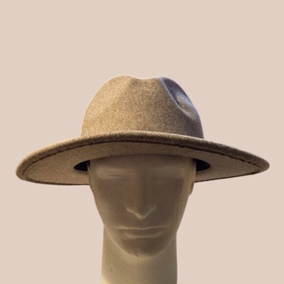 Womens Light Brown Wool Blend Fedora Panama Hat - Picture 1 of 7